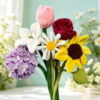 Bouquet de fleurs artificielles en peluche faites à la main, tournesol, tulipe, fleurs de simulation pour la décoration de la maison et des mariages