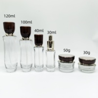 Ensemble de flacons cosmétiques de luxe, flacon de lotion vide 1 oz 30 ml, flacons compte-gouttes en verre transparent pour huile essentielle et sérum avec boîte personnalisée