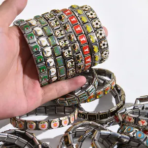 Customized Italian Charm Diy 9mm Bracelets Stainless Steel Jewelry For Men Women