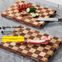Planche à découper en bois à double face, motif queue d'aronde, antibactérienne, écologique, 3 cm d'épaisseur, en ébène et caoutchouc, pour cuisine