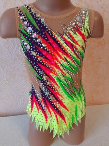Justaucorps de <span class=keywords><strong>gymnastique</strong></span> rythmique asymétrique sans manches pour femmes haute élasticité strass décor Spandex Performance <span class=keywords><strong>tenue</strong></span> de danse - Product Image 2