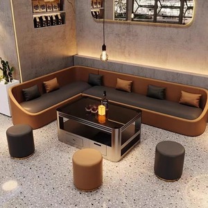 Tùy Chỉnh Da Sữa Trà Cửa Hàng Cà Phê Cửa Hàng Thanh Chỗ Ngồi Bàn Ghế Kết Hợp Thương Mại Đàm Phán Tiếp Nhận Ăn Sofa - Product Image 1