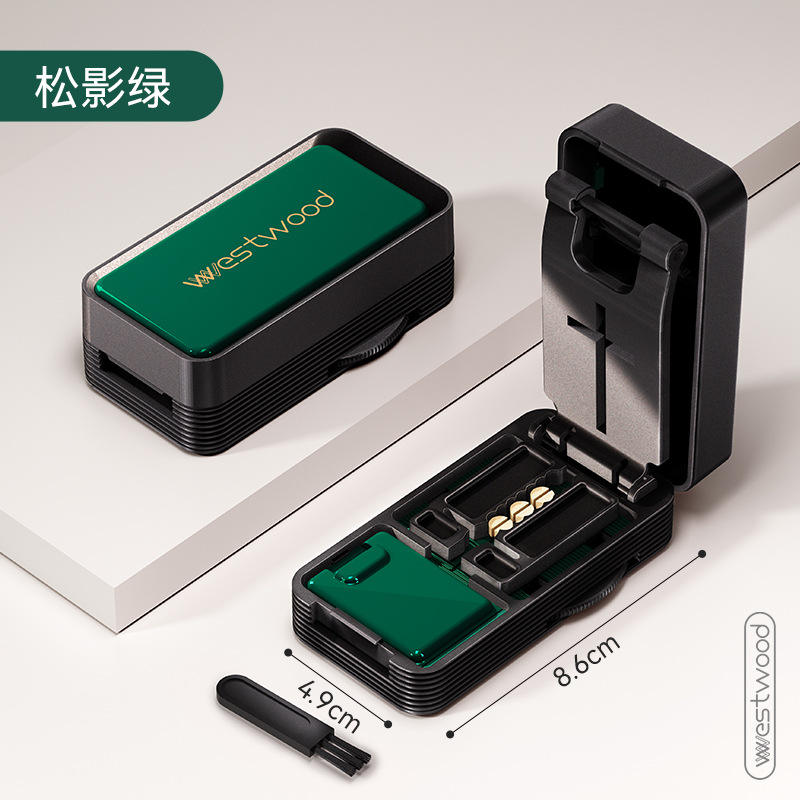 Upgraded herb cutter, Pine Green [1214 with cleaning brush]