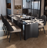 Table à manger rectangulaire de style italien luxueux avec chaise moderne, adaptée aux petits appartements, mobilier d'hôtel de luxe en métal