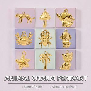 Collier pendentif en acier inoxydable plaqué DIY avec breloques animaux mignons (chat, éléphant, léopard, crabe, araignée) – Accessoires de bijoux, cadeau pour femme - Product Image 2