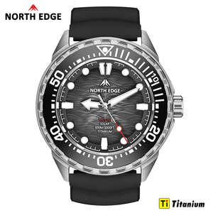 NORTH <b>EDGE</b> TRITON Solar Powered Dive Watch, 300M Waterproof 316L Stainless Steel Diving Watch Luminous <b>Rubber</b> Strap Men Sports D - Product Image 4