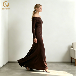 Servizio OEM ODM Personalizzato: Abito da Sera Lungo Senza Spalline e Senza Schienale a <span class=keywords><strong>Maniche</strong></span> <span class=keywords><strong>Lunghe</strong></span>, Stile Bodycon, per Donna Matura, Estivo - Product Image 2