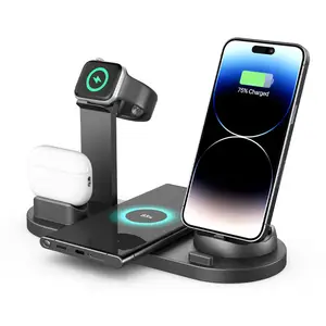 Foldable 4 In 1 Wireless Charger Fast Multifunction Charger Phone Stand 4 6 In 1 Wireless Charger For Apple Charging Station