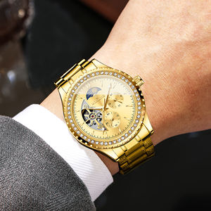 นาฬิกาข้อมือผู้ชายคุณภาพสูง สายสแตนเลสหรูหรา กันน้ำ 30 เมตร พร้อมพรายน้ำ ระบบกลไกอัตโนมัติ แสดงข้างขึ้นข้างแรม - Product Image 2