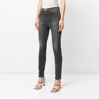 Jeans skinny taille haute pour femmes sur mesure, extensible, gris délavé, sexy, jeggings d'été, boutons, denim long, poches