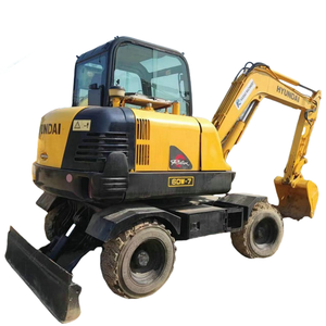 Mini 6ton Hyundai 60w-7 Used hydraulic wheel excavators 60w-9 diggers <b>Second</b>-<b>hand</b> construction machinery - Product Image 1