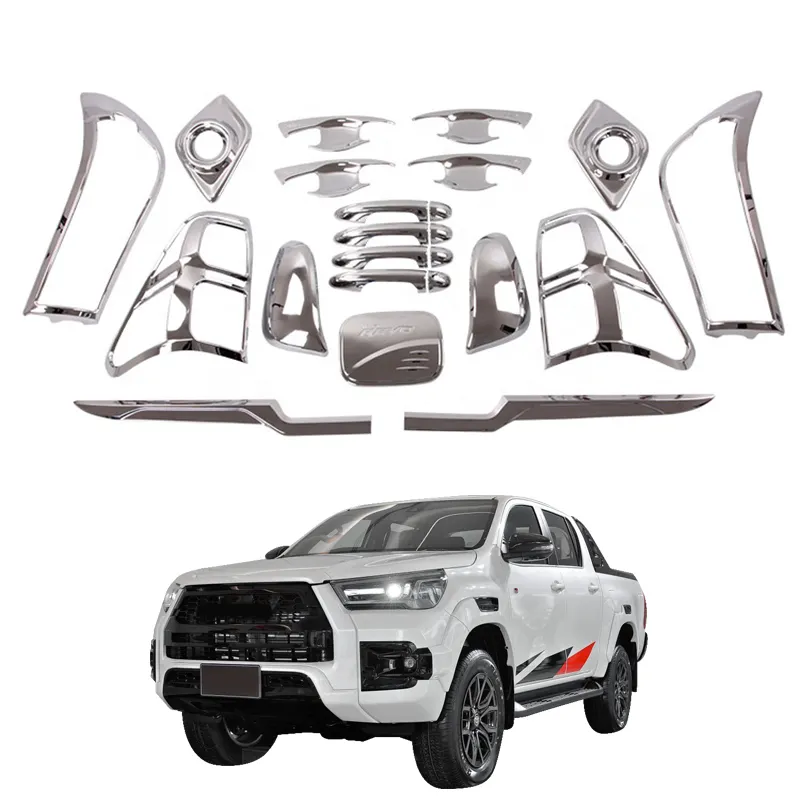 Accesorios completos para coche, Kit de cromo para Toyota Hliux Revo, 2015-2017