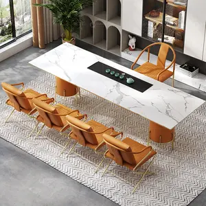 Tavolo da tè moderno in marmo di pietra bruciato nordico di design di mobili in stile cinese