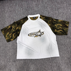 Camiseta de Algodón Grueso, Estilo Vintage, Lavado Ácido, Camiseta de Diseñador, Camiseta de Camuflaje para Hombre - Product Image 1