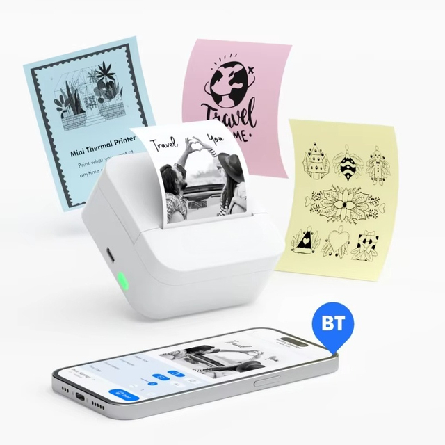 Custom Logo Square Shape Laser Engraving Labels Paper Sticker Printing Machine Students Office Use Mini Portable Thermal Printer