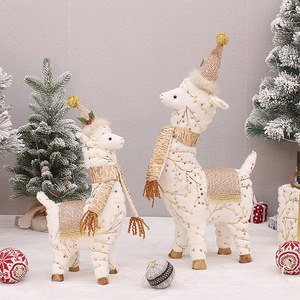 Juego de muñecos de alpaca de peluche navideños con bufanda y gorro para decoración del hogar - Product Image 3