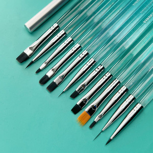 Ensemble de pinceaux à ongles avec manche en acrylique, pinceau liner pour nail art, pinceau à tête ronde pour peinture au gel UV, outil de manucure pour salon, outil de design d'ongles - Product Image 3