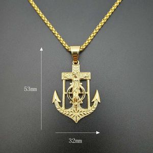 2023 винтажное 18-каратное Позолоченное колье с якорем без выцветания 316 из нержавеющей стали - Product Image 5
