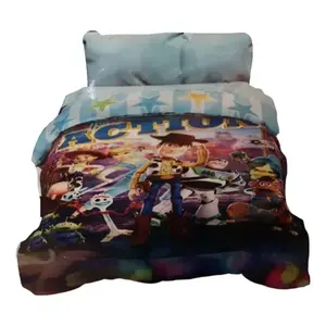 Ensemble de housse de couette Pro Cartoon 190x212 cm en microfibre réversible, literie toutes saisons pour enfants, usage domestique - Product Image 3