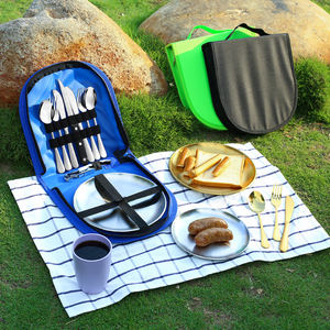 Set di utensili da campeggio per 2 persone ecologici Set di posate da campeggio in acciaio inossidabile per posate da Picnic con borsa - Product Image 3