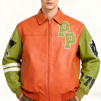 Veste en cuir de moto vintage personnalisée pour l'hiver, veste de baseball universitaire, veste bomber pour hommes