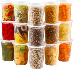 Disposable Plastic Food Storage <b>Soup</b> <b>Containers</b> Lids 8oz 12oz 16oz 24oz 32oz Clear Airtight <b>Microwavable</b> High Temperature - Product Image 1
