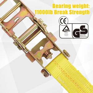 Sangles d'arrimage à <span class=keywords><strong>cliquet</strong></span> 5 cm x 6 m, résistance à la rupture de 11000 lb, <span class=keywords><strong>sangle</strong></span> d'arrimage robuste pour camions, voitures, motos - Product Image 5