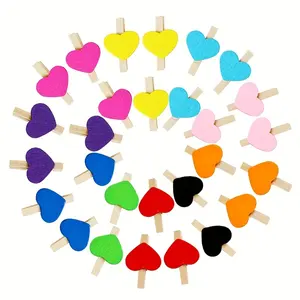 50 Stuks Rood Hart Clips Liefde Houten Kleding Fotopapier Pin Wasknijper Briefkaart Clips Home Bruiloft Decoratie Briefpapier Decor