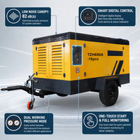 Kompresor Udara Diesel Portabel 18 Bar 600 CFM Kompresor Sekrup untuk Sandblasting, Tambang, Konstruksi Jalan, Pertambangan