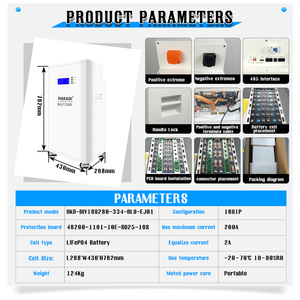 Batterie domestique LiFePO4 HAKADI 51.2V 280AH/314AH avec communication CAN, plus de 6000 cycles, BMS ENJ 200A - Product Image 2