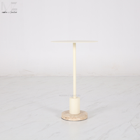 Table d'appoint blanche Basse Travertin nordique moderne luxe rond en fer petite table basse en pierre de travertin pour salon