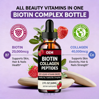 Compléments Alimentaires à Base de Collagène, Biotine et Vitamine B pour la Croissance Capillaire Humaine, Marque Privée OEM/ODM pour les Marchés Américain et Britannique