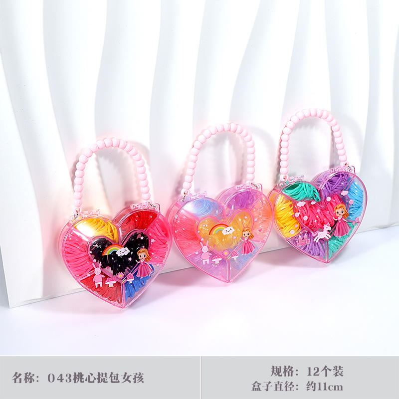 043 Heart - shaped Handbag Girl Elastic Band 1 Box