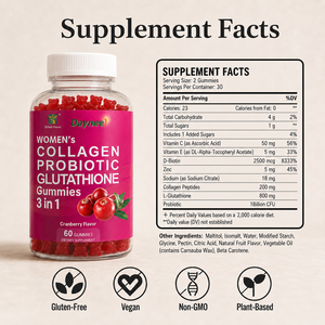 Gummies 3-en-1 <span class=keywords><strong>Collagène</strong></span> Probiotique Glutathion pour Femmes, Saveur Canneberge, Biotine Vitamine C, Complément Quotidien Beauté et Santé Intestinale - Product Image 4