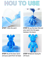 KHY DIY Peinture Verser Violant Pré Mixte Acryl Fluide Peinture Diy Art Kit Fournitures Acrylique Verser Violent Bear Paint Set