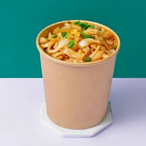 Pirinç salata Noddles aperatifler gıda konteyner kutusu tek kullanımlık kahverengi Kraft kağıt salata kasesi