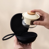 Ensemble de thé Kung Fu en céramique portable, petit ensemble de thé de voyage avec sac de rangement pour le camping en plein air