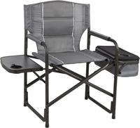 Chaise de camping pliante robuste avec sac isotherme et table latérale, structure en fer, mobilier d'extérieur en bois massif, supporte 300 lbs