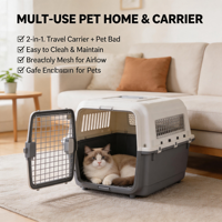 Cage de transport pour animaux de compagnie en plastique, portable, pour chat et chien, pour les voyages, vente en gros, convient aux chiens de petite, moyenne et grande taille, conforme à la norme IATA pour le transport aérien