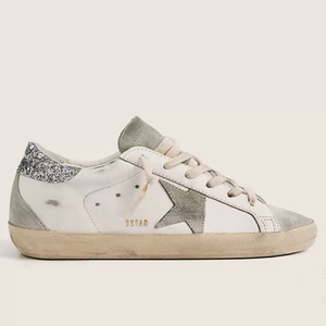 Zapatillas Casuales de Cuero Genuino Versión Coreana 2026 para Mujer, Diseño de Estrella, Blancas con Efecto Desgastado, con Cordones y Tacón Bajo para Hombre - Product Image 2