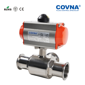 Vanne pneumatique à 3 voies COVNA pour commande urgente, DN40, port en L, actionnée pneumatiquement, en acier inoxydable 316, vanne à boisseau sphérique sanitaire avec raccord Tri-Clamp, simple action - Product Image 6
