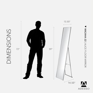 Miroir sur pied Adesso, pleine longueur, pliable, avec pied, léger, cadre en acier brossé, pour salle de bain, dressing, enfants - Product Image 6