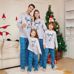 Wholesale Elegant Family <strong>Christmas</strong> <strong>Pyjamas</strong> Set Print Long Sleeve Top Trousers Matching Soft Breathable Knitted Pajamas - Product Image 1