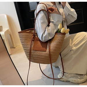New Trend <b>Large</b> Capacity One-shoulder Straw Bag Women's Woven Tote Bag Versatile Seaside Vacation Beach Bag Tanjing - Product Image 2