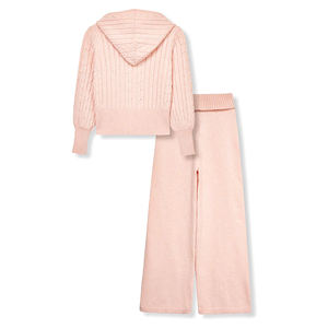 Ensembles de vêtements à capuche solides pour filles de <span class=keywords><strong>14</strong></span> <span class=keywords><strong>ans</strong></span> Vêtements pour enfants Fournisseurs de Chine Sweat à capuche zippé en tricot torsadé pour enfants <span class=keywords><strong>Pantalon</strong></span> évasé Ensemble <span class=keywords><strong>fille</strong></span> 2 pièces - Product Image 2