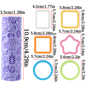 Jolies <span class=keywords><strong>emporte</strong></span>-pièces à biscuits, formes variées : rectangle, étoile dentelée, carré, rond, fleur, rouleau à texture herbe. - Product Image 2