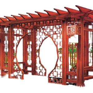 Pérgola de Aluminio Estilo Chino, Estructura Rectangular para Jardín, Resistente a la Intemperie, Marco con Recubrimiento en Polvo - Product Image 1