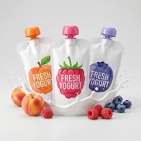 Pochette souple personnalisée avec bec verseur pour jus, emballage liquide autoportant pour boissons aux fruits