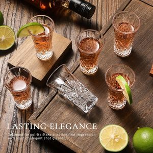 Vasos de chupito de alta calidad al por mayor, 2oz, vasos de chupito adornados súper bonitos, vasos de chupito elegantes, Juego de vasos de licor de Base pesada, <span class=keywords><strong>Tequila</strong></span> - Product Image 4