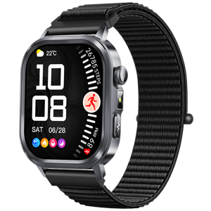 Montre connectée ET573 avec moniteur de fréquence cardiaque <span class=keywords><strong>ECG</strong></span>, écran AMOLED, charge sans fil, bracelet en silicone, étanche IP68 pour le suivi de la santé et de la forme physique - Product Image 1